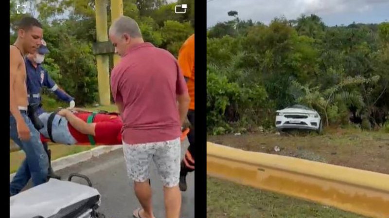 Vídeo Carro derrapa e capota na Paralela condutor fica ferido