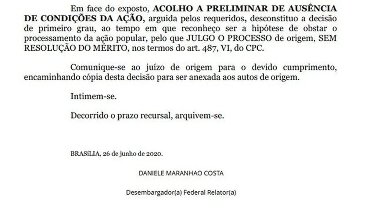 Desembargadora revoga decisão que obrigava Bolsonaro a usar máscara em