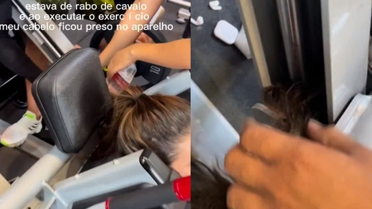 Perigo Jovem Fica O Cabelo Preso Em Aparelho Na Academia Ao Fazer