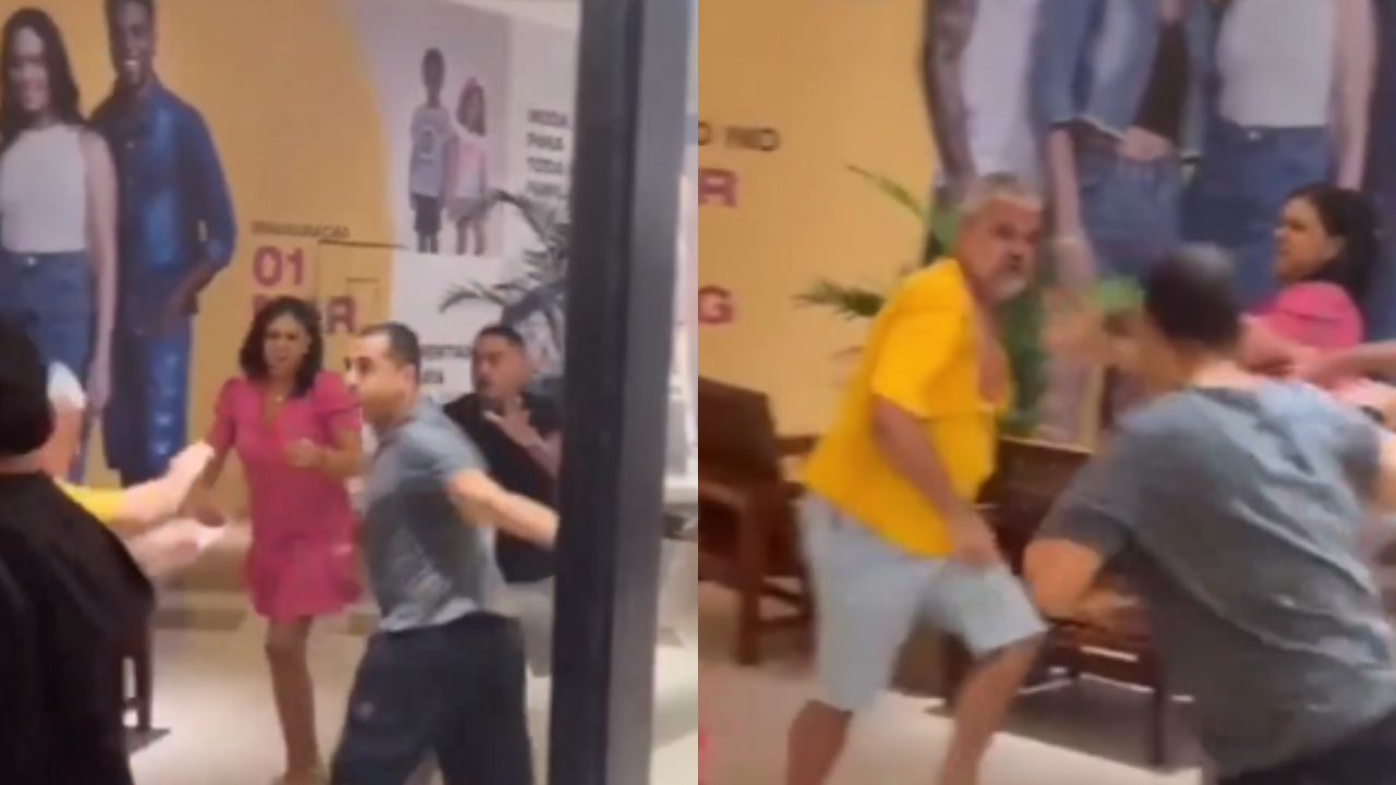 VÍDEO Dois homens trocam socos em shopping de Salvador e quase