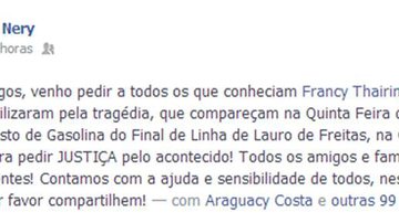 Imagem Amigos e familiares de jovem assassinada promovem passeata pela paz