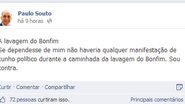 Imagem Paulo Souto é contra manifestação política na Lavagem do Bonfim