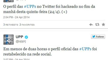 Imagem Perfil de UPPs no Twitter é hackeado com textos sobre dançarino