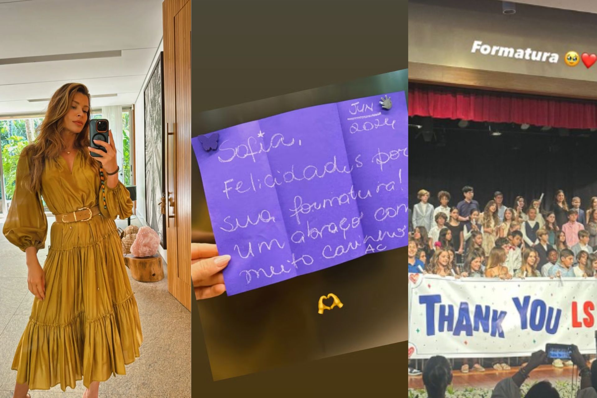 Emocionada, Grazi Massafera celebra formatura da filha Sofia