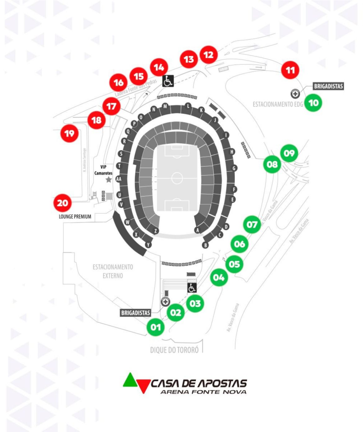 Novas nomenclaturas dos acessos nos portões da Arena Fonte Nova