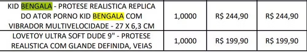 Lista de gastos de investigados tem até sexy toys — Foto: reprodução